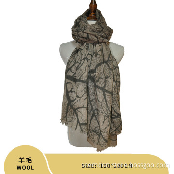100*200cm wool material digital printed scarf shawl